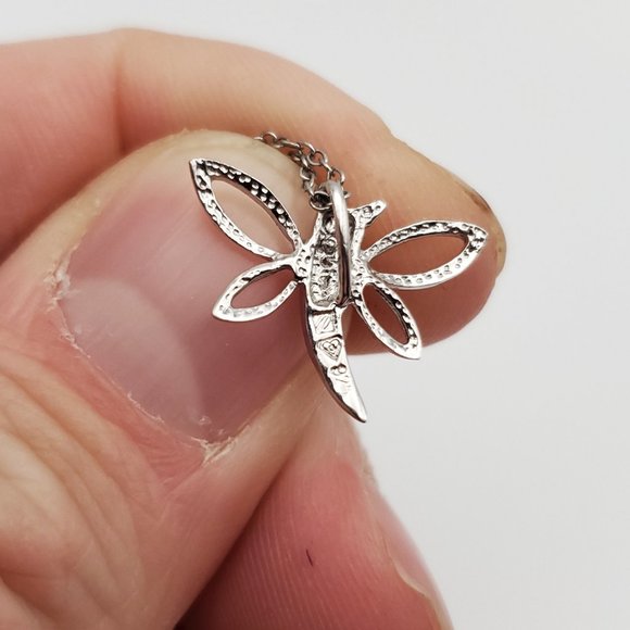 18 Inch 925 Sterling Silver Small Dragonfly Pendant Necklace - Picture 3 of 6